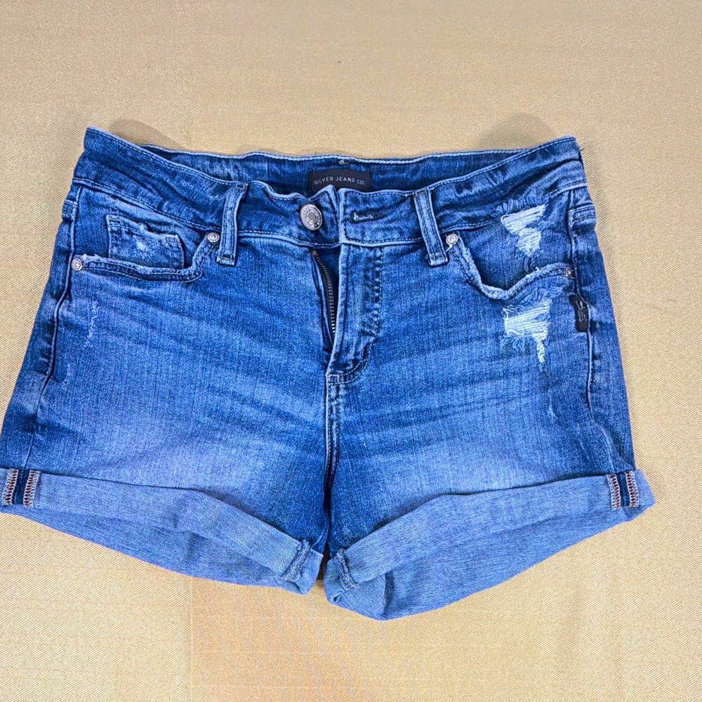Silver Jeans Co. Suki Short Women's Blue Cuffed 5-Pocket Mid Rise 27 4in